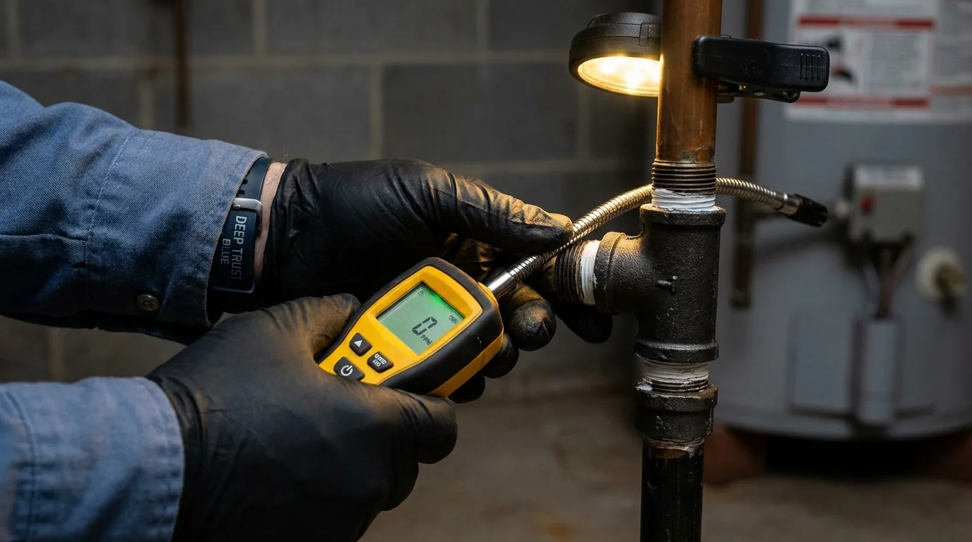 Gas leak detection with electronic sniffer by Johns Plumbing LLC in Ambler