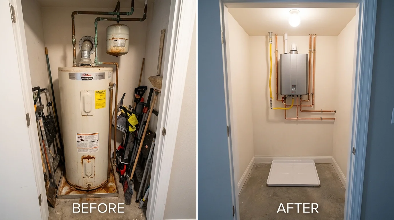 Tank water heater versus wall-mounted tankless unit comparison for Ambler, PA homeowners